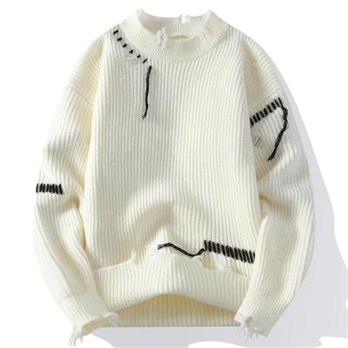 Men Hip Hop Knit Pullovers Loose Streetwear O-Neck Pullover Sweaters2