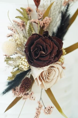 Decoración floral para pastel de boda rústico miniatura 4