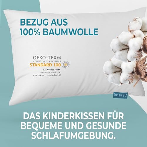 Kinderkopfkissen Kissen 40x60 - Ergonomisches Kissen Kinder für weiche Träume - Komfortkissen Kinder für optimale Stützkraft - Baby Kissen mit Baumwollbezug & waschbar 60°C - Made in Spain & Öko-Tex