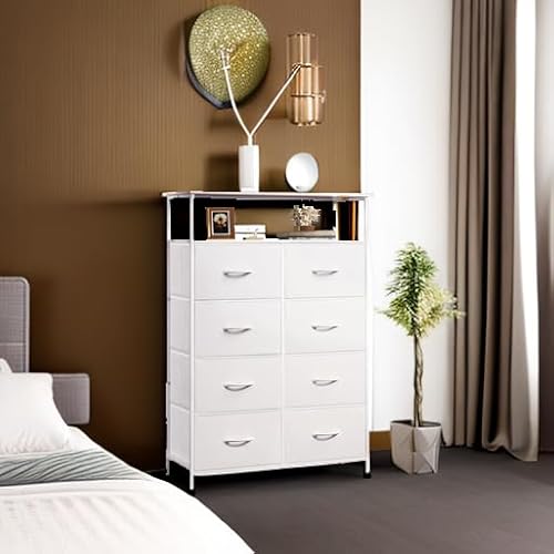 image for WLIVE Tall Fabric Storage Dresser - 8 Drawer Chest Tower for Bedroom, 