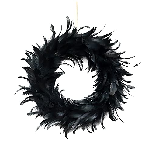 Halloween Wreath for Front Door, Halloween Feather Wreath in