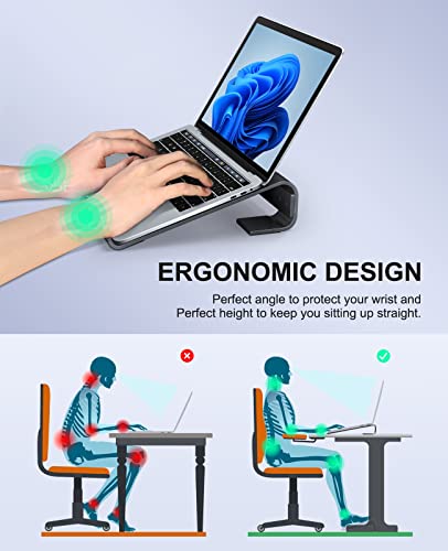 Soqool Laptop Stand For Desk, Macbook Stand Sturdy Laptop Riser, Ventilated Ergonomic Aluminum Laptop Holder Compatible With 12 13 15.6 17 Inch Macbook Pro Air/Hp/Dell, Work Cooling Computer Stand #TOP1