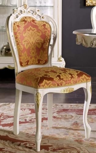 Casa Padrino Chaise de Salle à Manger Baroque de Luxe Bordeaux Rouge/Blanc/Or - Chaise en Bois Massif de Style Baroque avec Motif - Mobilier de Salle à...