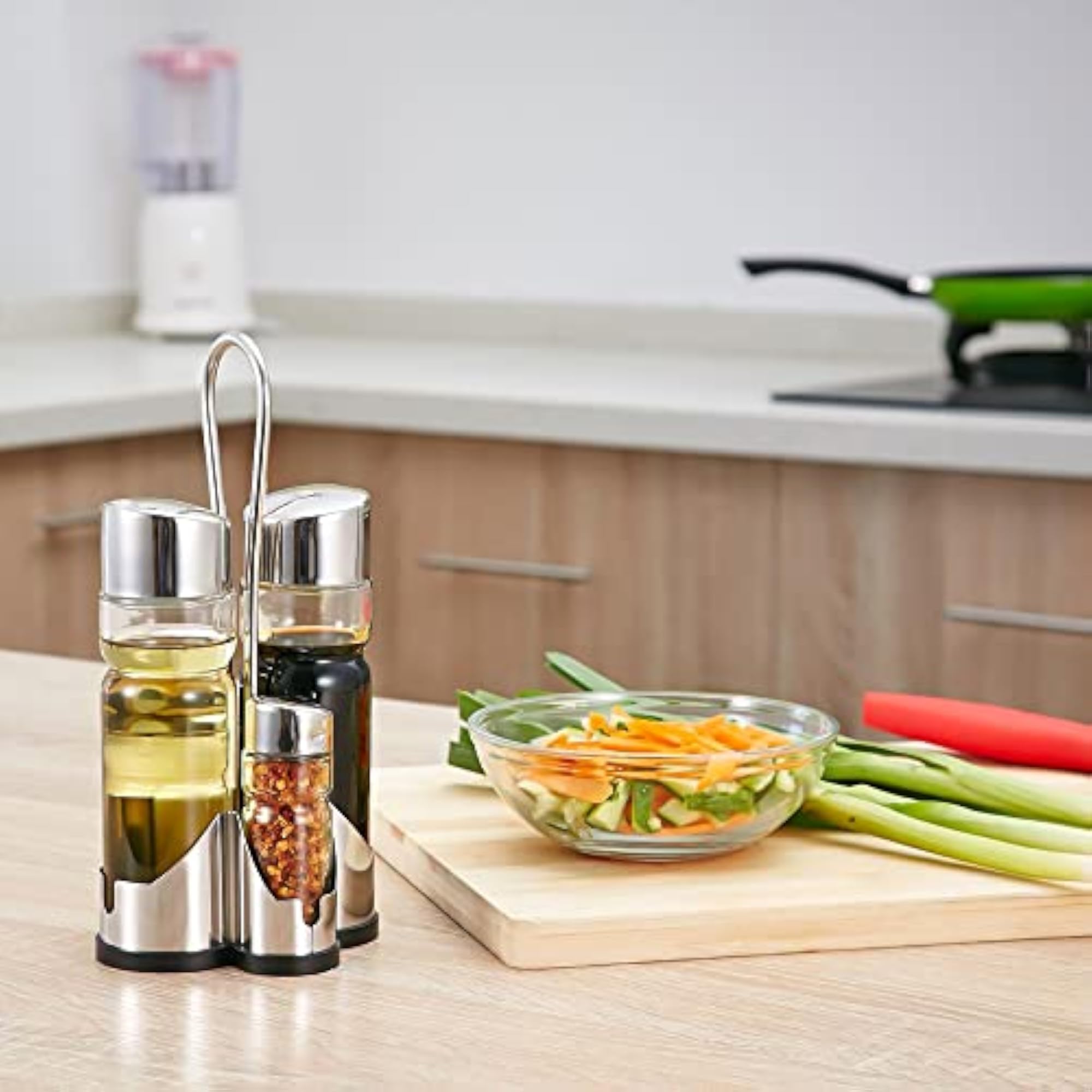 Four-in-One Seasoning Bottle Set with Caddy Stand