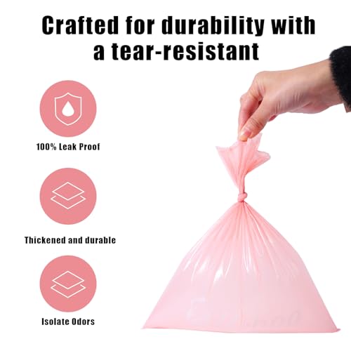 Image of USBOO Disposable Diaper Bags for Baby - 8 Refill Rolls (120 Pack), Disposable Trash Bag with Dispenser - Cherry Blossom Scented, Pink, Ideal for Diaper Disposal