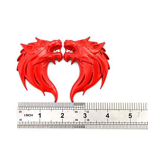 UpAuto 2 peças Cool Wolf Head Car Side/Traseira/Frontal Emblema Emblema 3D autoadesivo placa de iden