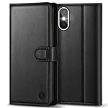 Kuafcase Compatible for iPhone X/XS Case with 4 Card Slots Magnetic Closure Kickstand Shockproof Protective Phone Case Compatible for iPhone X/XS - Black