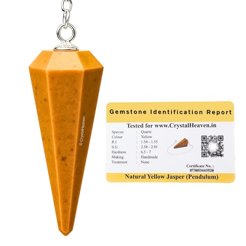 Image of Yellow Jasper Pendulum Dowsing Tool - Natural Crystal Pendulum for Spiritual Guidance - Premium Dowser Pendulum for Accurate Divination and Energy Healing - Perfect for Energy Healing and Chakra Balancing - Handcrafted with Precision and Elegance