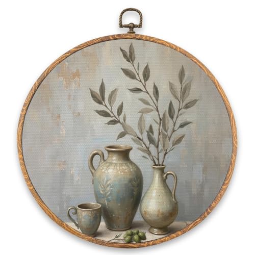 Vintage Vase Wall Art Decor, Vintage Leaf Framed Canvas Prints