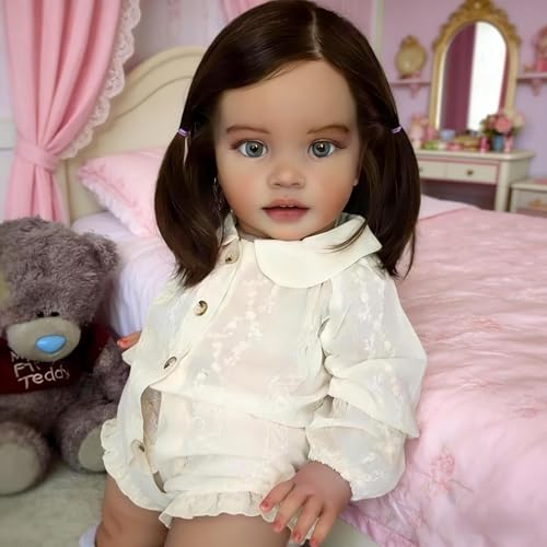 RXDOLL Bebe Reborn Realista 26 Pulgadas 65cm Bebés Reborn Reales De Silicona Blanda Tamaño De La Vida Real Piernas Rectas Bebé Muñeca Cuerpo de Tela Hay Vasos Sanguíneos En La Piel