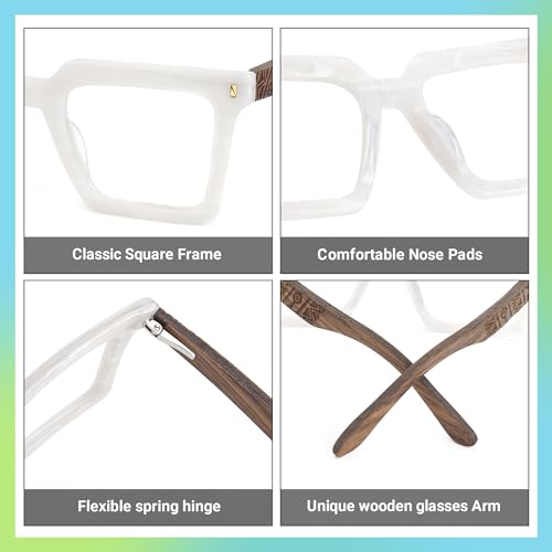 Image of Zeelool Vintage Square Eyeglasses Frame for Men with Non-prescription Clear Lens ZJGX320783