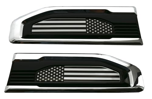 Image of Pair Set Turbo Diesel Emblems Side Vent Logo Compatible with 2020-2025 Sierra 1500 Dura-max Turbo Diesel Badge Kit 86532091 (Flag-Chrome White)