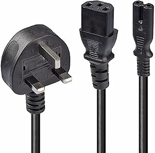 LINDY 30426 2.5 m UK Mains 3 Pin Plug to IEC C13 and C7"Y" Splitter Lead Cable - Black