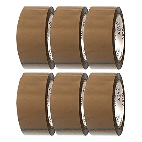 ARVO Packing Tape, Packaging Tape 6 Rolls 48mm x 60m, Parcel Tape, Brown Tape for Packing Boxes, Moving House Cover