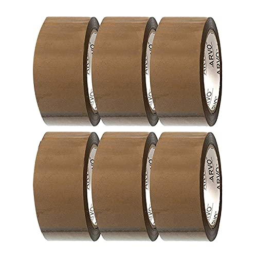 ARVO Strong Heavy Duty Packing Tape with Low Noise - 48mm x 60m, Brown Parcel Tape for Packing Boxes, Packaging Tape for Carton, Packing Tape Strong for Moving House (6 Rolls)