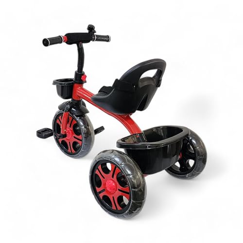 Image of MEKASHI T-001MW Plug N Play Kids Trike /Baby Tricycle, Big Size Storage Basket, Bell, Comfortable Seat with Seat Belt, 12 to 48 Months, Load Upto 35Kg, Easy Assembly, Heavy Guage Steel Frame, Red