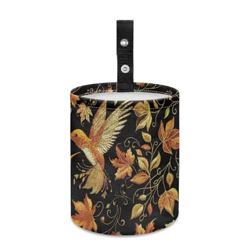 Image of Pensura Car Trash Can Collapsible Hanging Cars Garbage Bag Foldable Maple Leaf Hummingbird Mini Car Trash Bin Auto Rubbish Bag Hanging Compatible with Most Cars