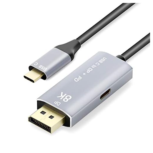 YIWENTEC USB C till DisplayPort 1.4 8K-kabel med USB-C PD 8K@60Hz 4K @144Hz omvandlare Thunderbolt 3 till DisplayPort-adapter 1M