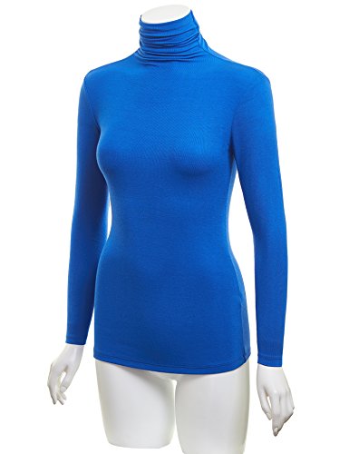Image of Lock and Love Women's Turtleneck Top Lightweight Long Sleeve Slim Fit Pullover, Soft Rayon Stretch Layering Basic, S-3XL