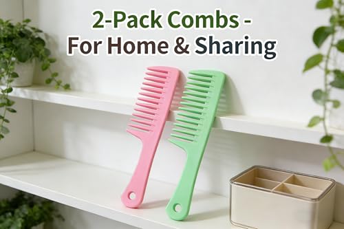 Peines de dientes anchos para cabello rizado y mojado, set 2 piezas miniatura 7