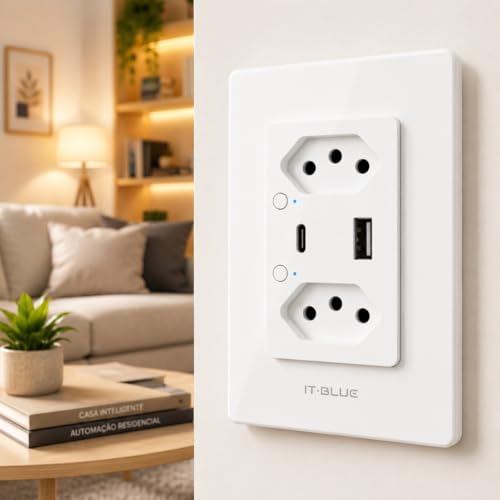 Tomada Inteligente Smart WiFi USB USB-C Compatível com Alexa e Go...