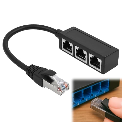 Repartiteur Cable Ethernet RJ45, Répartiteur RJ45 Coupleur 1 Mâle vers 3 Femelles, Repartiteur Multiprise Prise Adaptateur LAN Port Câble pour Ethernet Cat5, Cat5e,...