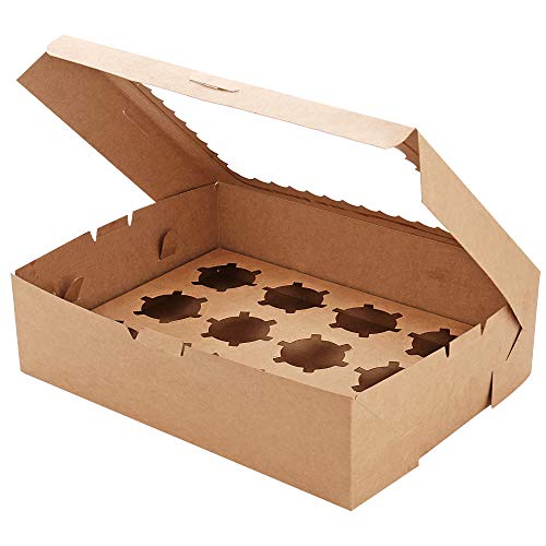 Tcoivs 6-Set Cupcake Boxes Hold 12 Standard Cupcakes, Brown Cupcake Containers With Windows And Inserts, Cupcake Carrier, Food Grade Kraft Cupcake Holders #TOP3