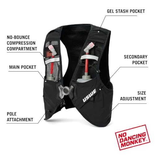 Image of USWE Pace - Running Vest Hydration Pack with 2 x 500ml UltraFlask, Backpack for Men and Women