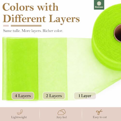 Image of Spring Green Tulle Fabric Roll 6 Inch x 100 Yards Tulle Ribbon