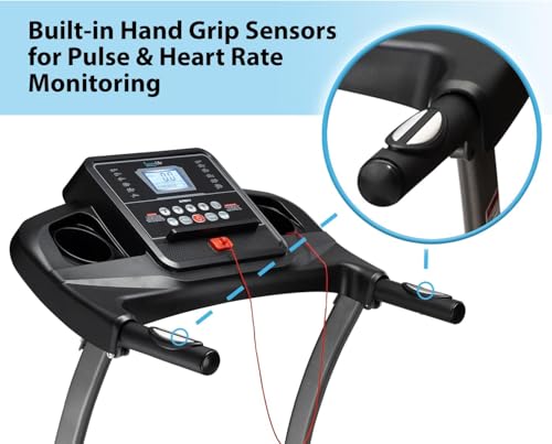 SereneLife Electric Folding Treadmill Exercise Machine - Smart Compact Digital Fitness Treadmill Workout Trainer w/Bluetooth App Sync, Manual Incline Adjustment, for Walking, Running, Gym