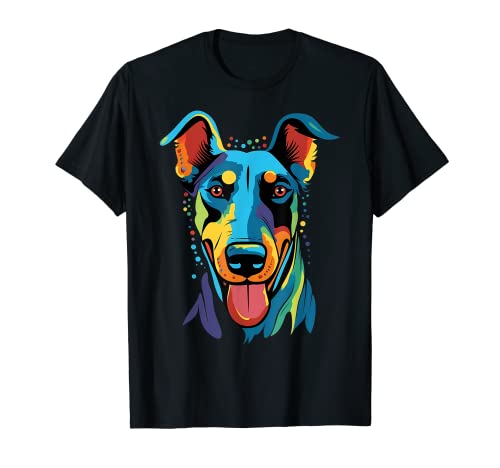 Doberman Pinscher Lover Colorful Dog Art Funny Puppy Black T-Shirt