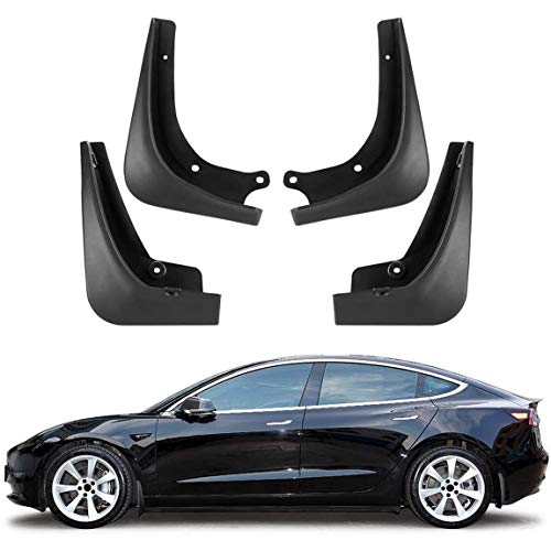 TopLight Model 3 Mud Flaps & Splash Guards, Front Rear Mudguard Kit Auto Fender Mudflaps with Screws Full Protection Customized, (Set of Four)