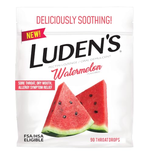 Ludens Sore Throat Drops for Minor Sore Throat Relief Watermelon 90 Count
