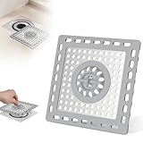 Hibbent Upgraded Shower Drain Hair Catcher for Bathroom Floor 4' Drain, Anti-Clogging Shower Drain Cover, Stainless Steel & Silicone Drain Strainer with Handle, Shower Drain Protector, Grey