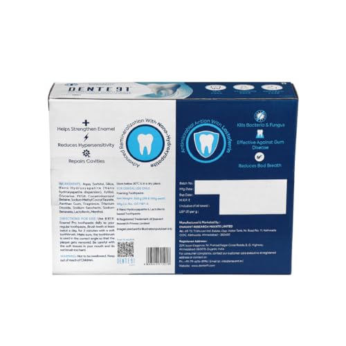 Image of Dente91 Enamel Pro Toothpaste| Sensitivity Relief | Repairs Cavities | Fights Gum Disease | Reduces Bad Breath | Strengthens Enamel | Pack of 2, 2 X 100g