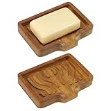 Bukecagif Seifenschale Holz, 2 Stück Seifenschale Mit Ablauf, Teak Seifenbox Für Dusche Und Küche...