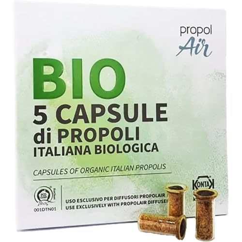Kontak 5 Capsule BIO di Propoli - Durata Di 122 Ore, Trattamento Da Malattie Da Raffreddamento, Compatibile Con Diffusori PropolAir