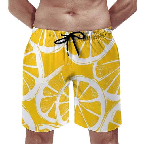 Lemon Orange Juice Men's Swim Trunks Board Shorts Beachshorts Swimsuits with Pockets Mesh Liner - Main Image
