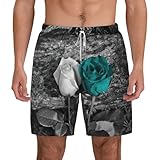 fifbird pantaloncini da bagno traspiranti ad asciugatura rapida da uomo, stampa rosa, verde acqua, per l'estate, il surf, la spiaggia, bianco, s