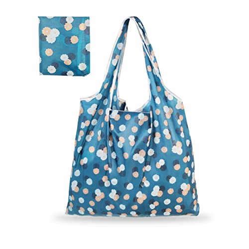 ALLY-MAGIC Reusable Shopping Bags, Foldable Shopping Bags Washable Grocery Bags Foldable in a Pouch Eco Tote Shopping Bag Groceries Tote Bags Y6-HSHBD (Daisy)