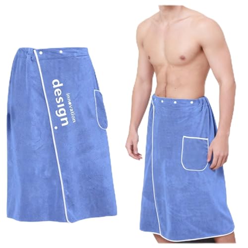 ZHYUAN Paréo de Sauna,140×70cm,Serviette de sauna pour homme,Draps de Bain pour Homme,Serviette de Bain Ajustable élastique avec Fermeture Bouton,Serviette...