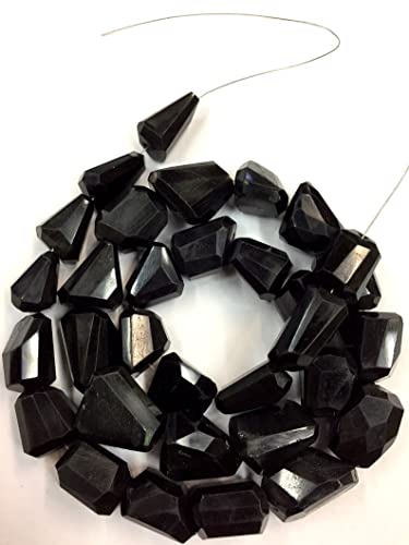 Perles onyx noir facettées en fil de 33cm pour création de bijoux DIY