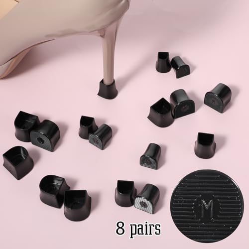 Image of cobee 8 Pairs High Heel Protectors, 4 Sizes Heel Caps for High Heels, Heel Repair Cover Heel Stoppers Perfect for Grass Wedding Gravel Wetlands Outdoor Events(Black)