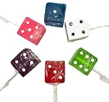 Dice Suckers - 6 Assorted, Oversized Dice Lollipops, Individually Wrapped Dice Candy for Casino or Bunco Themed Parties and Events. Bunco Supplies