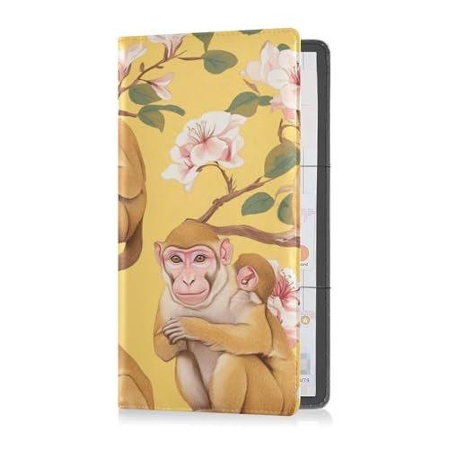Premium Leather Registration and Insurance Card Holder Men Women Essential Wallet Case for Driver Auto Owners Trailer Motorcycle Boat Sweet Rhesus Monkey Macaque