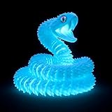 ZenPhyralis 3D Printed Blue Viper Snake with Fangs,23' Glow in the Dark Articulated Reptile Sculpture,Open Mouth snake, Unique Desk Decor & Fidget Gift for Adult Collectors (PLA Eco-Friendly Material)