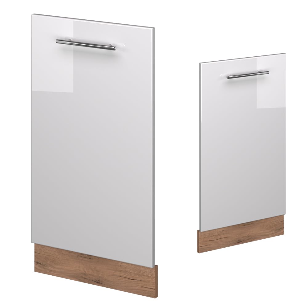 Vicco Panel przedni zmywarki "Fame-Line", Biały wysoki połysk, 45 cm | BP Dąb, à combiner avec d'autres modules de la série Fame-Line