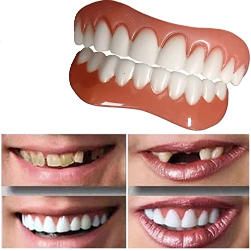 Chnlml Fake Teeth, Cosmetic Denture Veneers For Upper And Lower Jaw, Dental Veneers For Temporary Teeth Restoration, Nature And Comfortable, Protect Your Teeth - 2 Pcs #TOP3