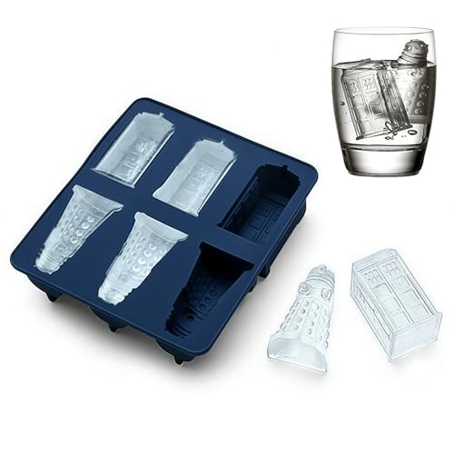 Image of Zarbulon TARDIS and Daleks Silicone Ice Cubes Tray, 6-Cavity Dr Who Silicone Mold for Chocolates Jello Soaps