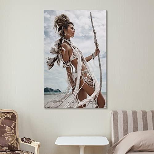 Bludug American Indian Girl Wall Decor Posters Native American Poster Indian Girl Poster Canvas Painting Posters And Prints Wall Art Pictures For Living Room Bedroom Decor 20X30Inch(50X75Cm) #TOP6